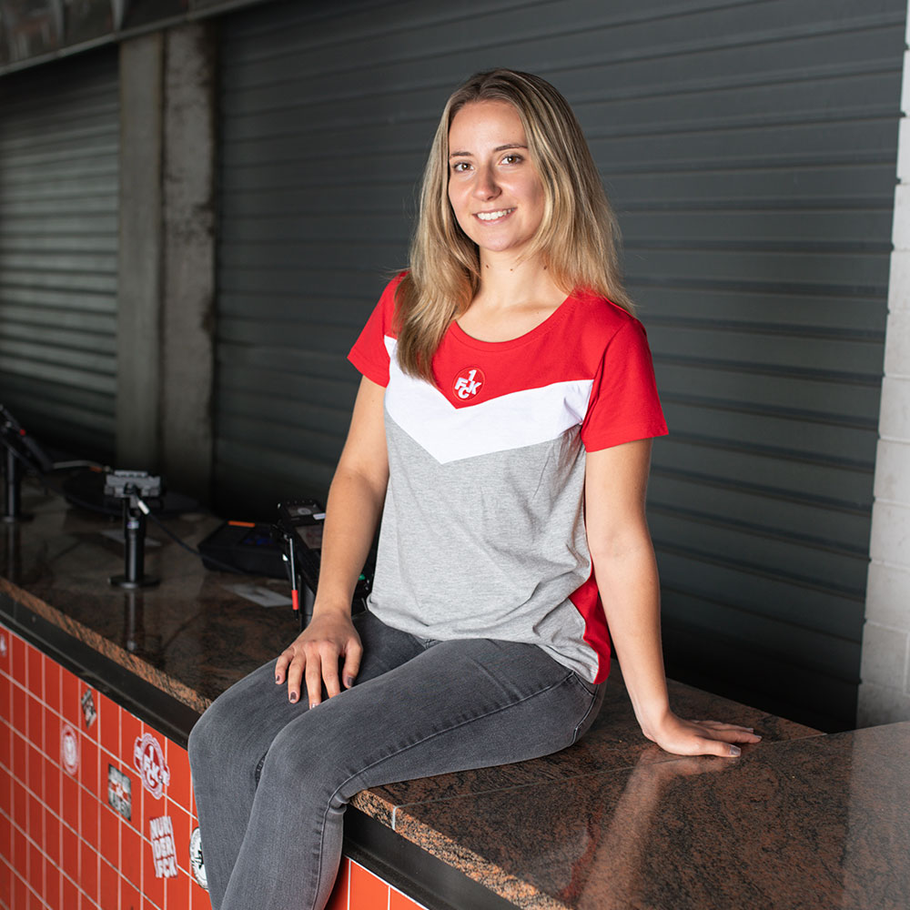 T-Shirt Damen Logo rot/weiß/grau