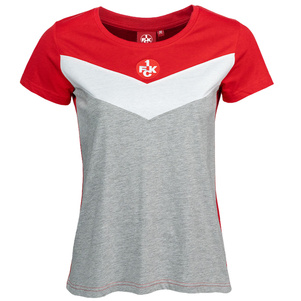T-Shirt Damen Logo rot/weiß/grau