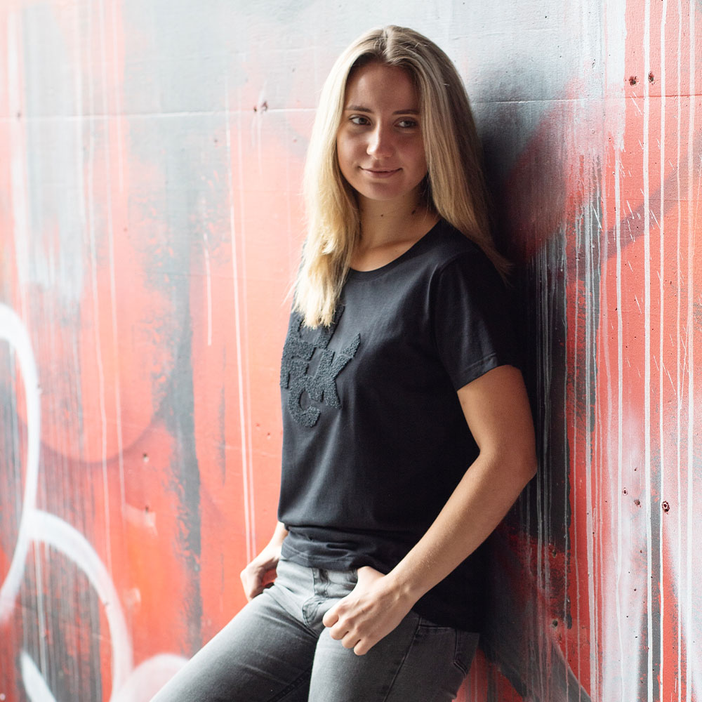 T-Shirt Damen Logo Teufelshörner schwarz