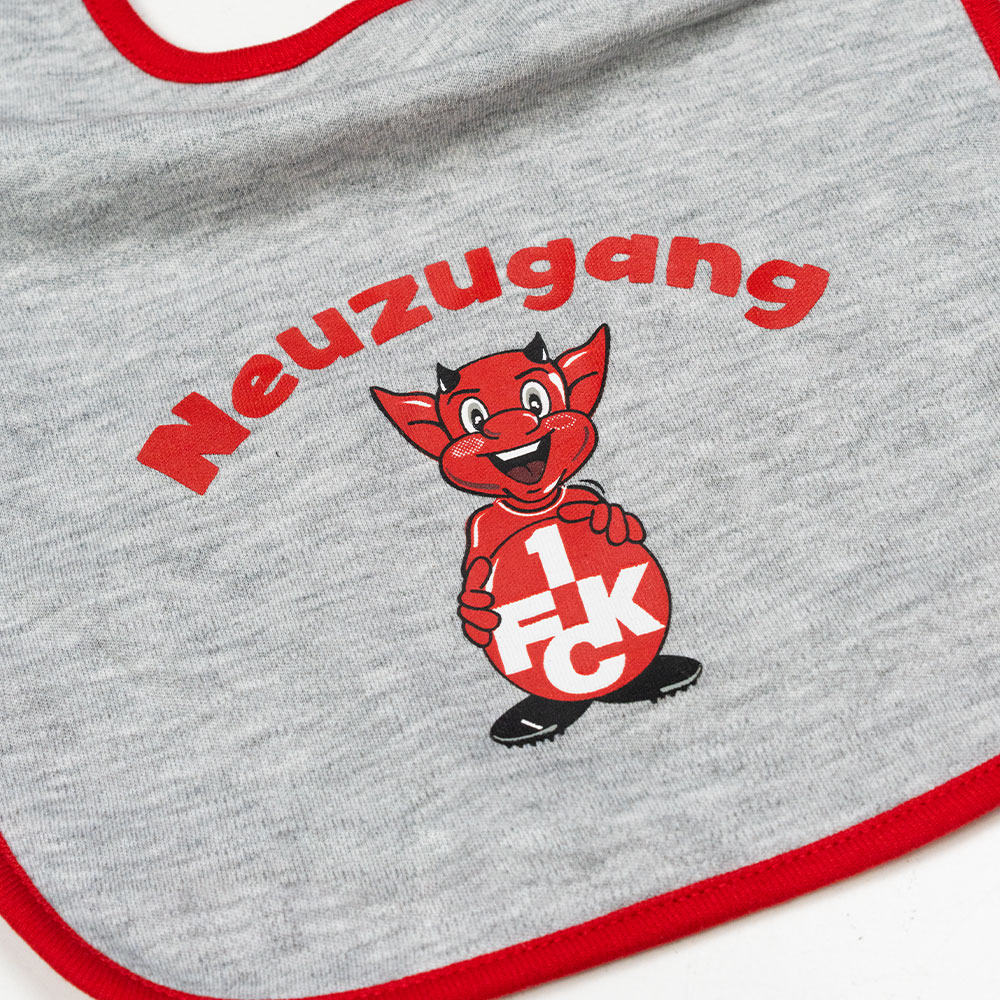 Lätzchen Baby Neuzugang grau/rot